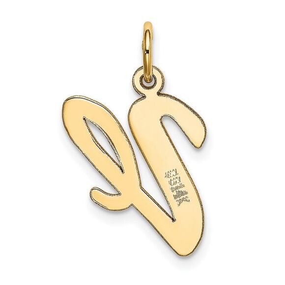14k Yellow Gold Madison Collection LG Classic Script Initial V Pendant - Picture 3 of 5